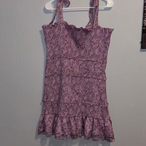 Purple Sleeveless Ruffle Dress
